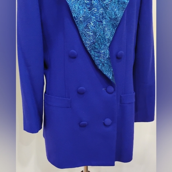 VINTAGE NOLAN MILLER STUNNING ROYAL PURPLE BEADED JACKET - Picture 9 of 12